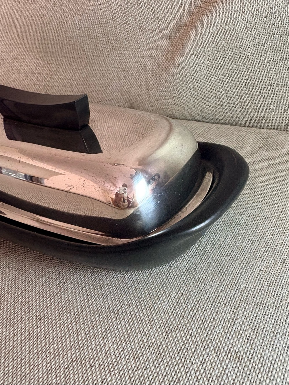 Towle Sterling Silver Modernist Butter Dish Matte Black Ceramic Base Earl Pardon - Picture 3 of 15